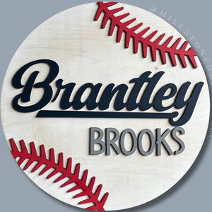 Baseball Nursery Name Sign Nursery Round Sign for Sports Theme Baseball Nursery Custom Baseball Sign