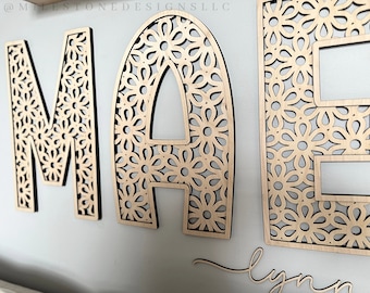 Daisy Rattan Nursery Letters- Nursery Name Sign
