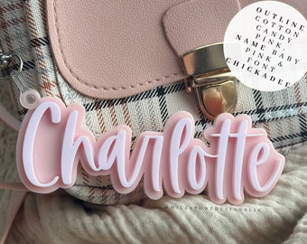 Personalized Diaper Bag Name Keychain Tag, Acrlyic Name Keychain, Kids Name Keychain, Backpack Tag, Nurse Bag Name Tag