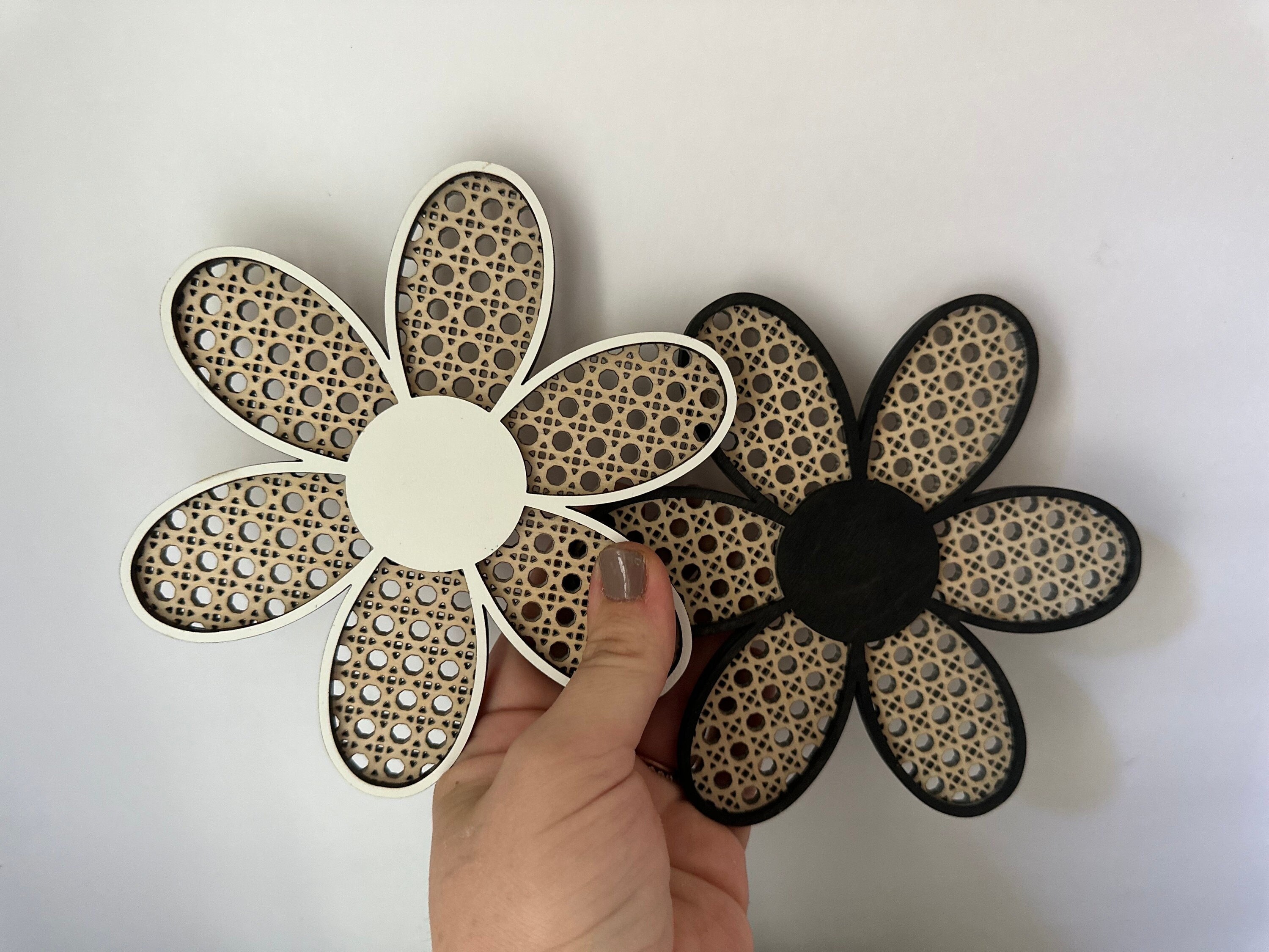 Nursery Daisy Wall Art, Baby Flower Wall Decals, Wildflower Wood Cut Flowers, Floral Nursery Signs, Rattan Nursery Decor