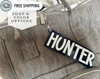 Personalized Acrylic Name Tag: Bookbag, Diaper Bag Keychain