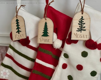 Christmas Stocking Name Tags for Christmas Stockings Name Tags Personalized Reuseable Gift  Tags Rustic Christmas Stocking Decor