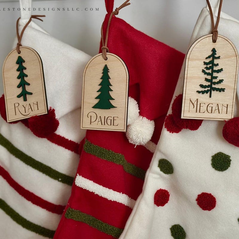 Stocking Name Tag - Etsy