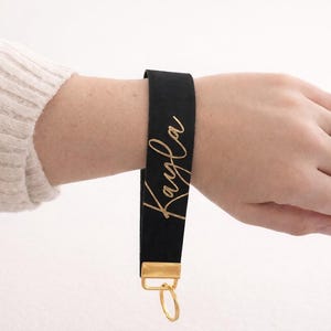 Faux Leather Key Fob Wristlet Faux Leather Personalized Wrist Strap Keychain Key Ring Holder image 2