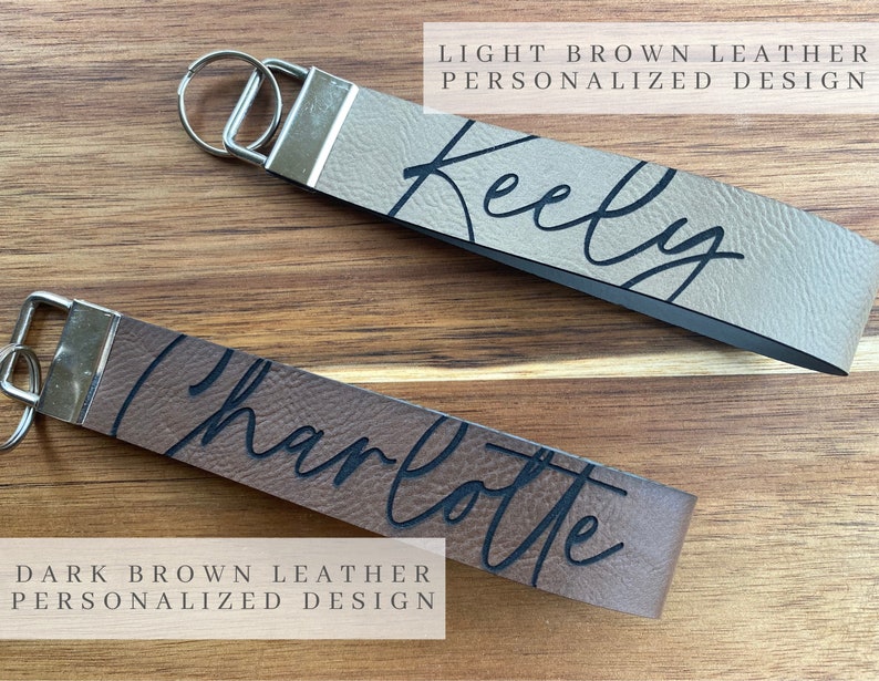 Faux Leather Key Fob Wristlet Faux Leather Personalized Wrist Strap Keychain Key Ring Holder image 6