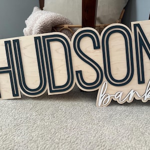 Large Custom Wood Name Sign Nursery Name Sign Baby Girl Name Sign Above Crib Sign Layered Baby Name Sign Boy Name Sign Cut Out Sign