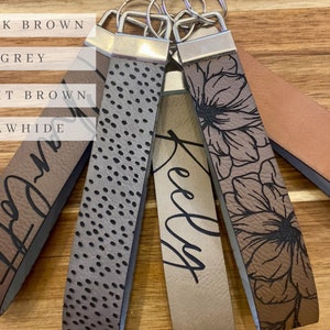 Faux Leather Key Fob Wristlet Faux Leather Personalized Wrist Strap Keychain Key Ring Holder image 5