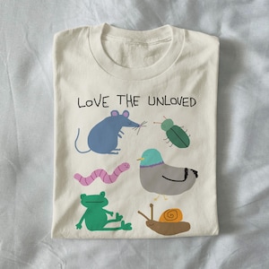 J'aime les mal-aimés - t-shirt unisexe, t-shirt animal drôle, pigeon, rat, t-shirt grenouille
