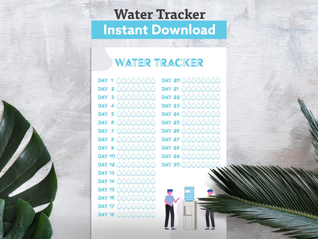 Water Tracker PDF: Printable Download for Tracking Water Consumption A4 ...