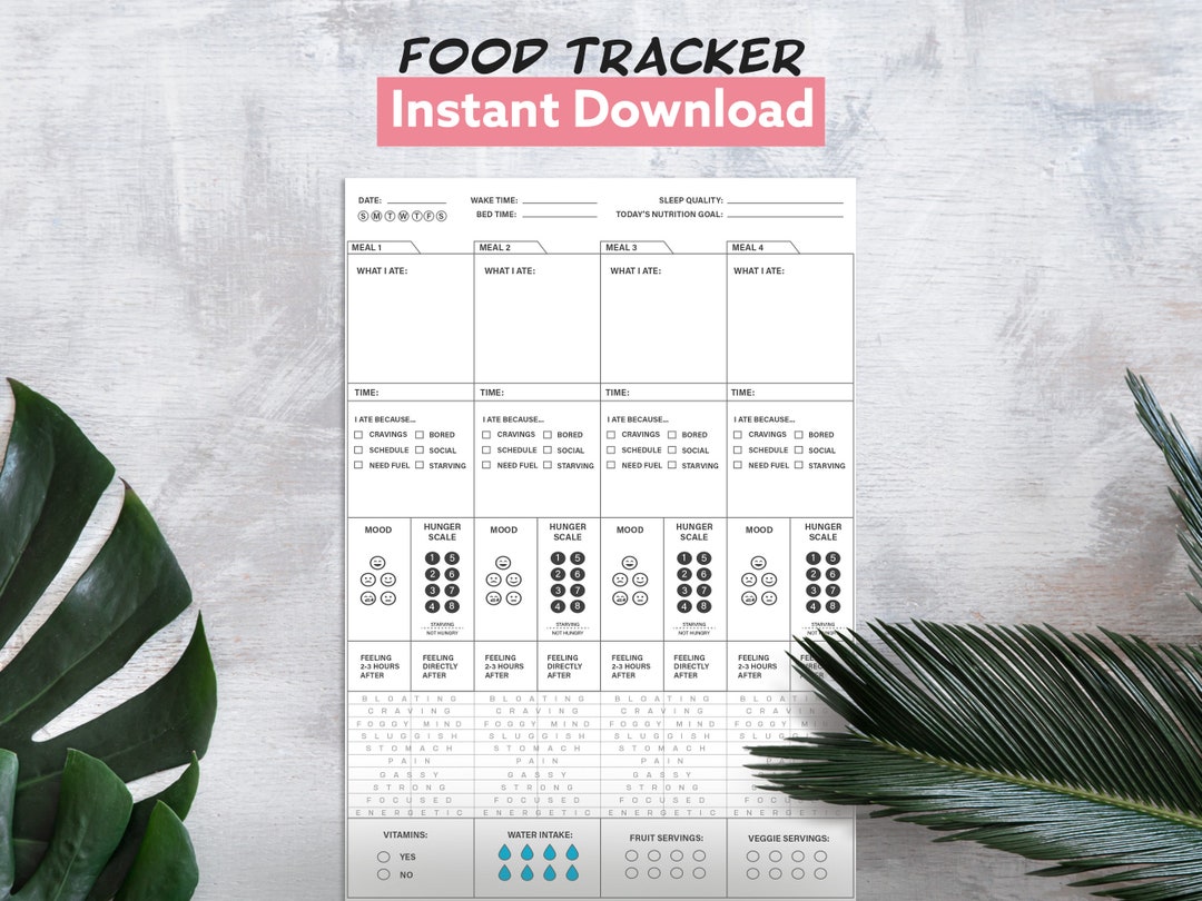 Food Tracker PDF: Printable Download for Meal Tracking A4 A5 - Etsy