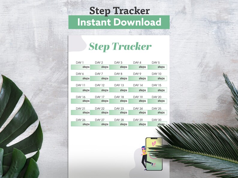Steps Tracker PDF Printable Download for Tracking Daily Steps A4, A5