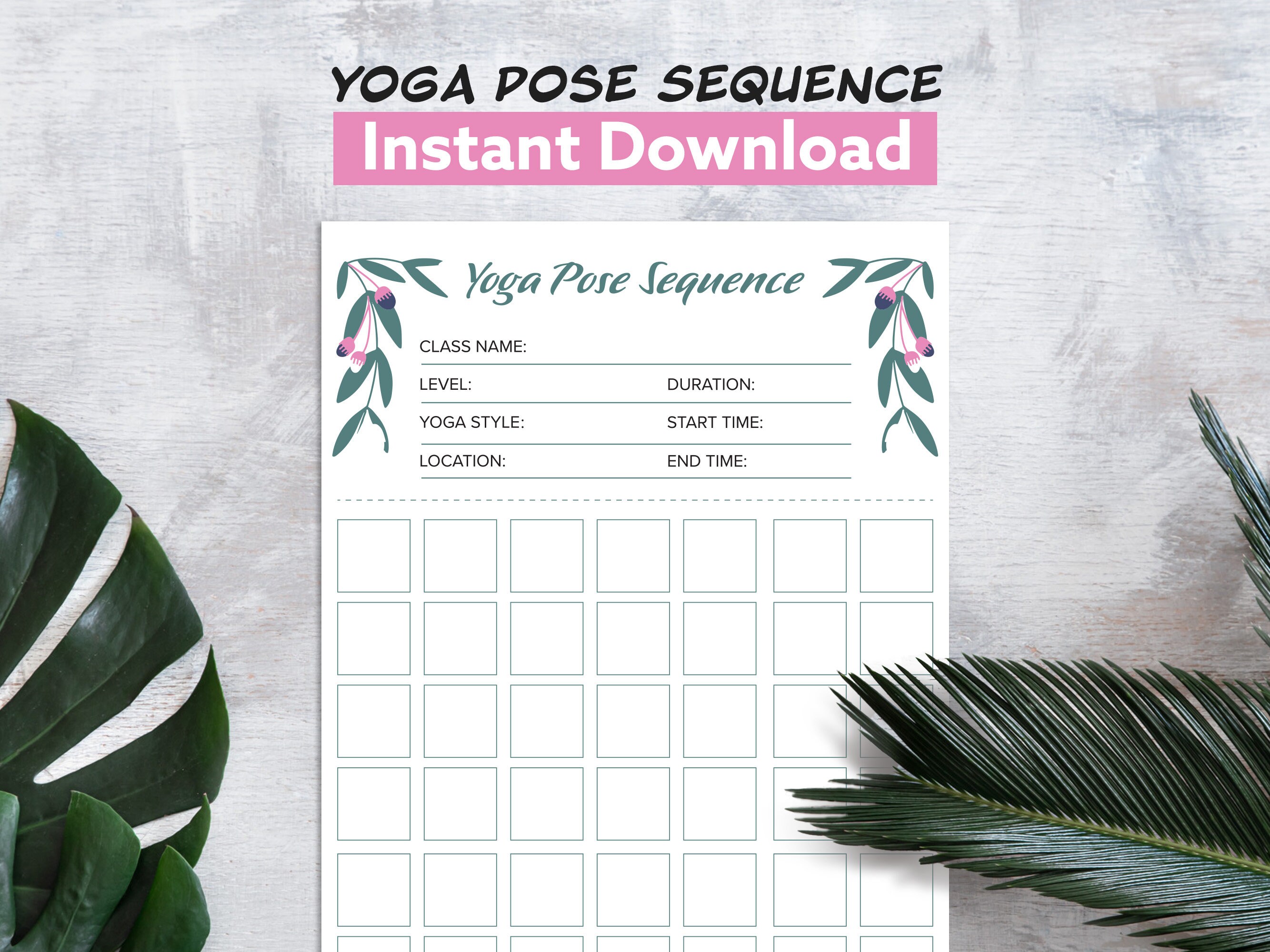 Yoga Pose Sequence PDF: Printable Download for the Sequence of - Etsy