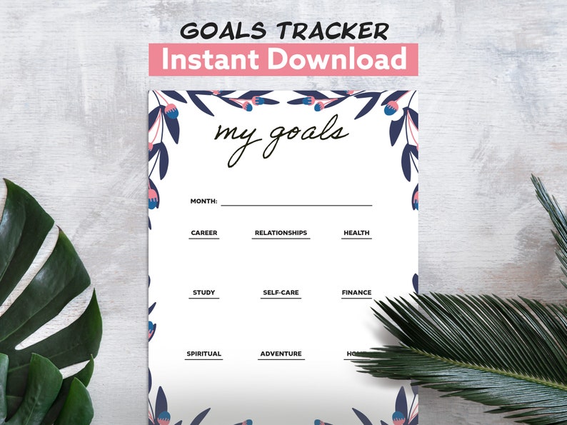 Goals Tracker PDF: Printable Download for Goal Tracking A4 - Etsy