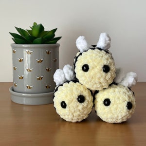 Mini Crochet Bee Plushie - Handmade Crochet Bee Plushie - Soft Crochet Bee