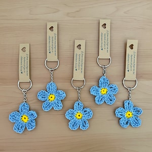 Handmade Crochet Forget Me Not Keychain - Dementia & Alzheimers Awareness - Handmade Crochet Keychain