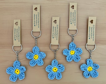 Handmade Crochet Forget Me Not Keychain - Dementia & Alzheimers Awareness - Handmade Crochet Keychain