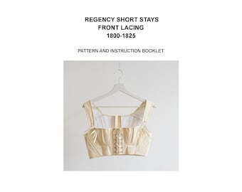 Size XXL-PDF Pattern-Regency Short Stays-Front Lacing-1800-1825
