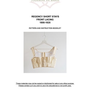 Size M-PDF Pattern-Regency Short Stays-Front Lacing-1800-1825