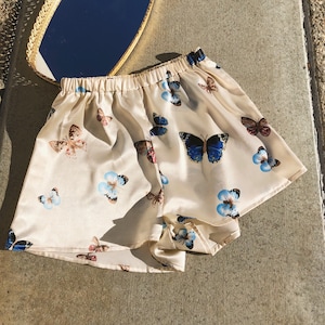 Beige Satin Shorts
