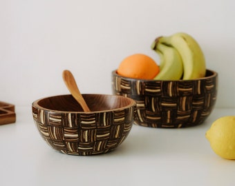 Minimalist Handmade Coconut Coated Wooden Bowl