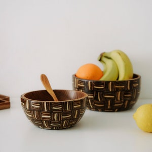 Minimalist Handmade Coconut Coated Wooden Bowl image 1