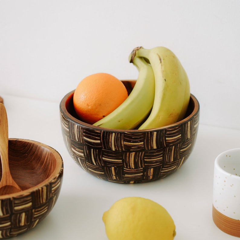 Minimalist Handmade Coconut Coated Wooden Bowl image 2