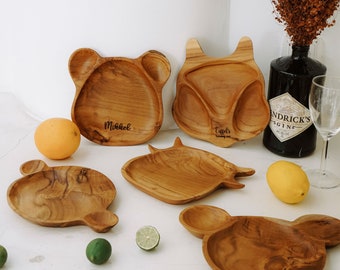 Assorted Children Wood Plate, Snack Tray, Plate, Kid's plate, Animal Food Tray, 1st Birthday Gift, Gift to Toddler