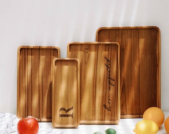 Teak Wood Tray: Minimalist Decorative Tray - Multiple Sizes