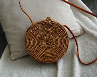 Handmade Rattan Circle Bag, Bali Summer Purse