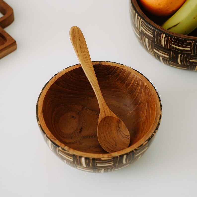 Minimalist Handmade Coconut Coated Wooden Bowl image 3