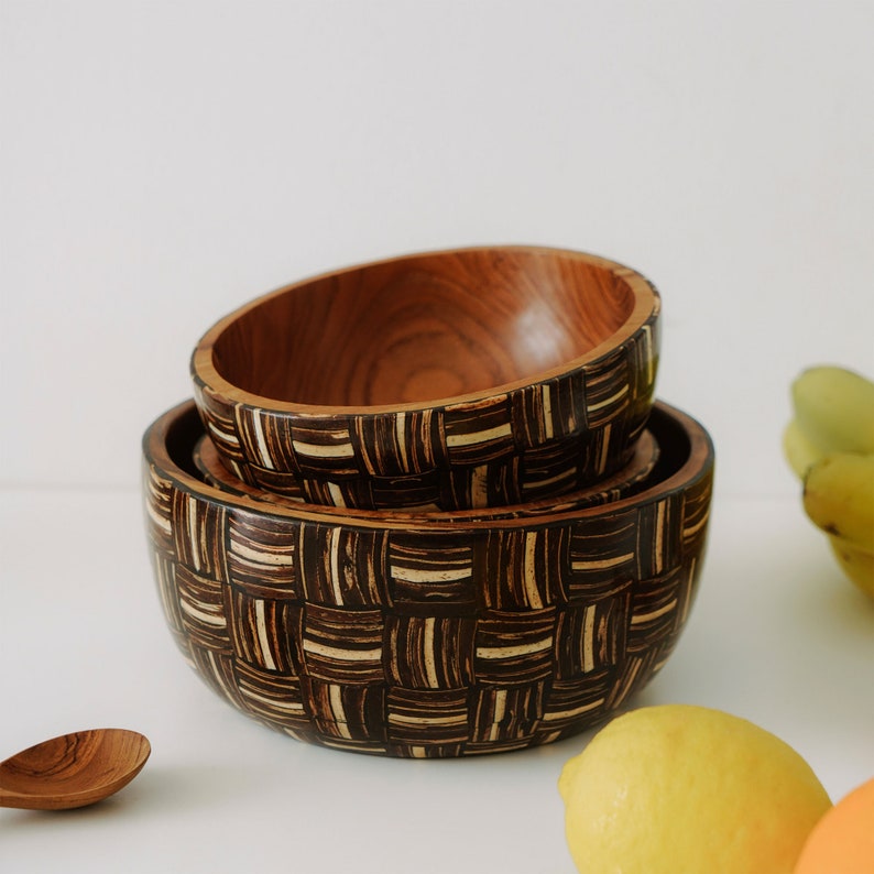 Minimalist Handmade Coconut Coated Wooden Bowl image 6