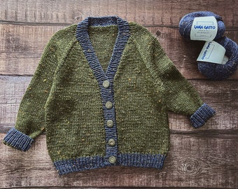 Strickanleitung Cardigan Strickjacke V-Ausschnitt Kinder Deutsch Größe 0 - 6 Jahre