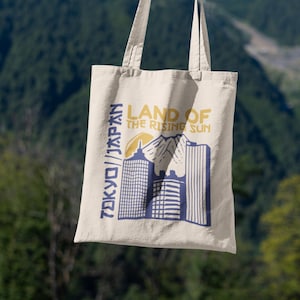 Tokyo Japan the Land of the Rising Sun Capital / Organic Cotton Tote Bag, Canvas Grocery Bag, Reusable Market Bag