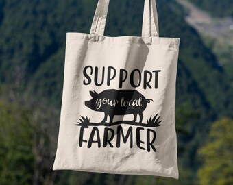 Soutenez votre agriculteur local Small Business Farm / Sac fourre-tout en coton biologique, sac d'épicerie en toile, sac de marché réutilisable