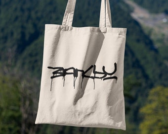 Banksy Street Art Painting Tag / Organic Cotton Tote Bag, Canvas Grocery Bag, Reusable Market Bag