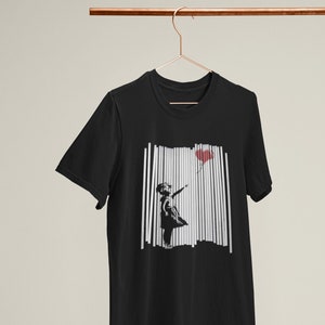 Banksy Girl with Balloon Shredded Street Art / Heavyweight Cotton Unisex T-Shirt mit Aufdruck-T-Shirt