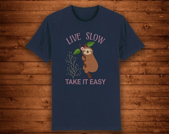 Lev långsamt Ta det lugnt Livsstilsmotto Lättja / T-shirt Unik design Street Wear Konst Urban Grafisk T-shirts Topp
