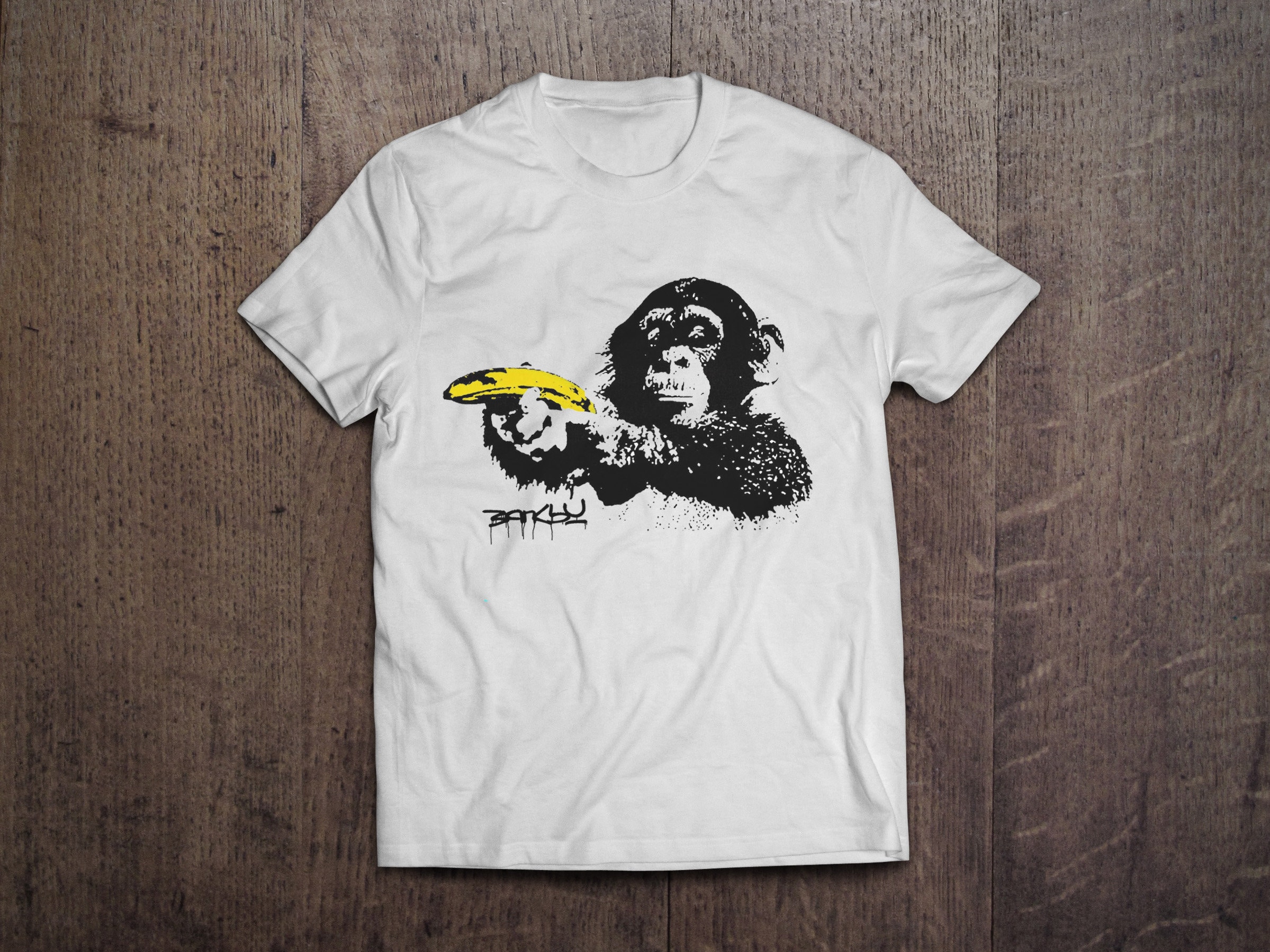 バンクシーの猿とバナナのグラフィティスタイル/厚手のコットン製ユニ