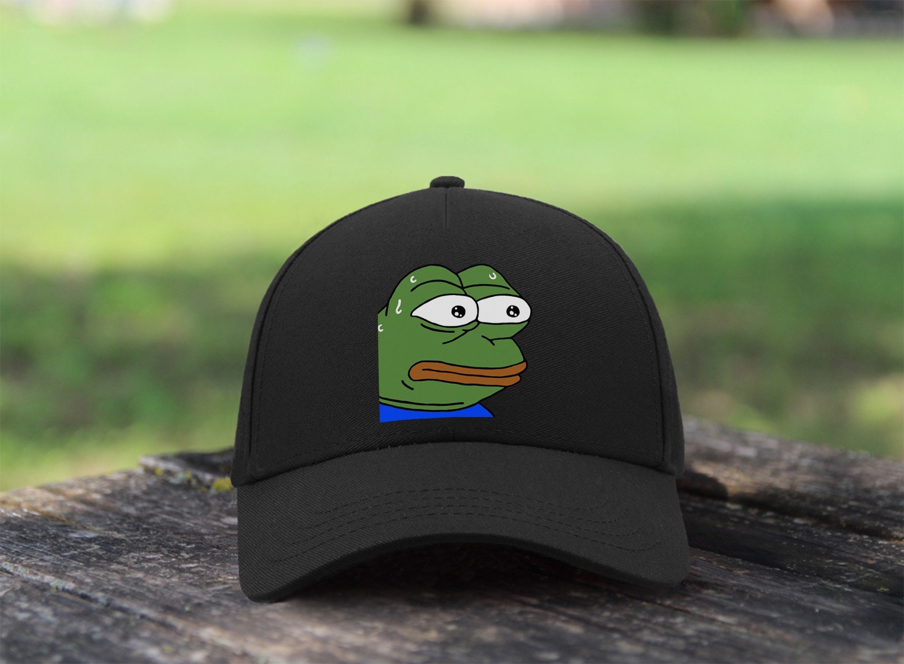 PEPE FROG 긴장한 땀 흘리는 밈 | 조절 가능한 유니 야구 모자 면 아빠 모자-Freehip.co.kr