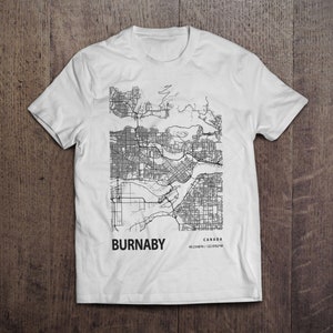 Burnaby Kanada Blueprint City Map Koordinaten / Heavyweight Cotton Unisex T-Shirt mit Aufdruck-T-Shirt
