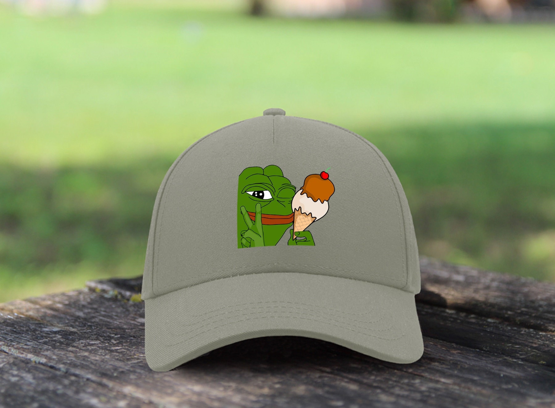Pepe the Frog Ice Cream / Adjustable Unisex Baseball Cap Cotton Dad Hat