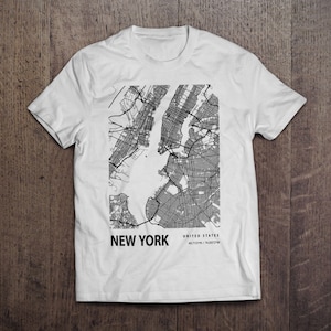 New York Verenigde Staten Blueprint City Map Coördinaten / Zwaar katoenen uniseks T-shirt met T-shirt met print