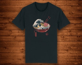 Die Große Welle Japanische Ramen-Miso-Suppe / T-Shirt Einzigartiges Design Street Wear Art Urban Graphic Tees Top