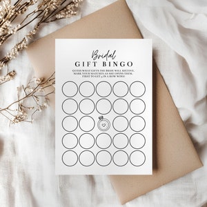Plantilla de juego de bingo para regalos de novia, juego de boda moderno editable, divertido juego de despedida de soltera para imprimir y completar, tarjetas de bingo para novias hechas a mano, MANHATTAN