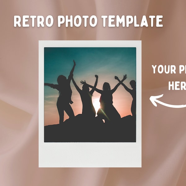 Retro Photo Frame Printable, DIY Photo Border, Photo Frame Template, Editable Photo Film Template, Print and Cut Camera Frame, Instant Photo
