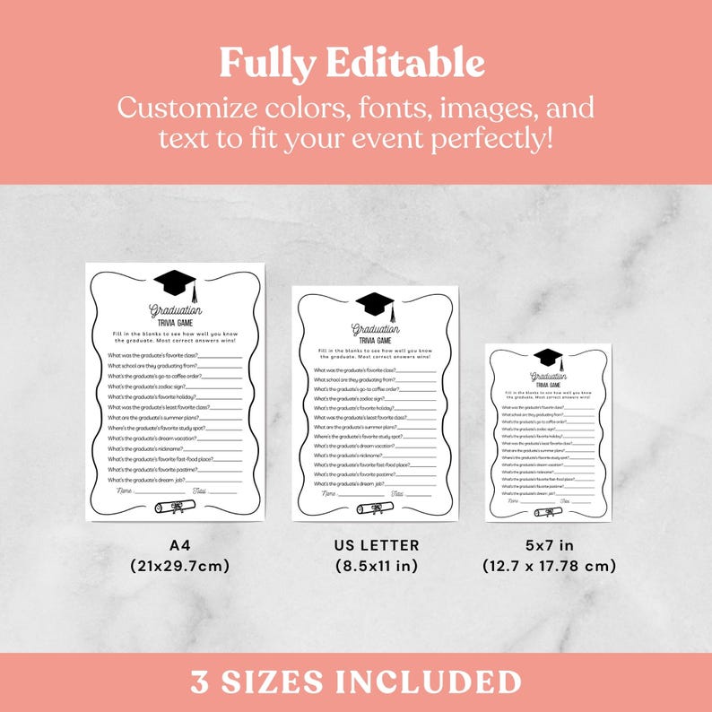 Graduation printable trivia card, who knows the grad best activity