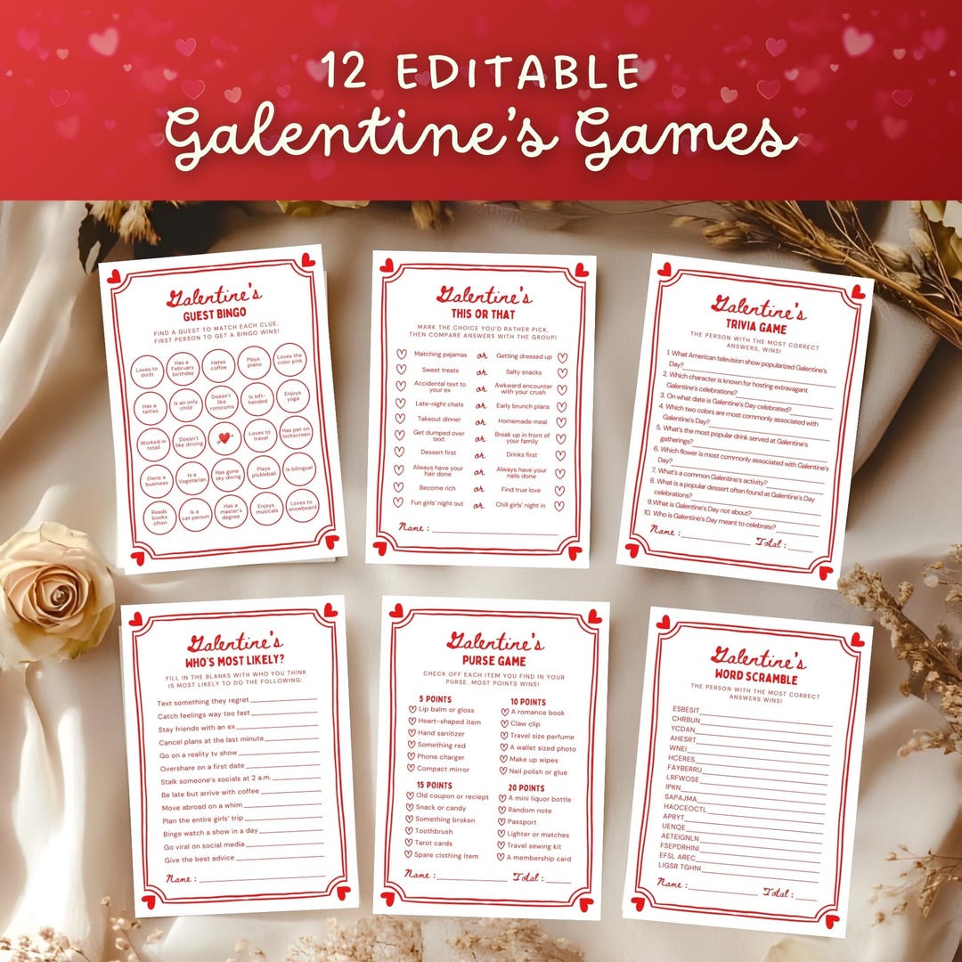 Galentines Games Bundle: Printable Galentines Day Party Games for ...