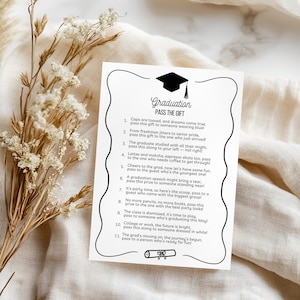 Graduation Pass the Gift Game, Editable Pass the Prize Template, Modern Grad Party Game, Printable Class of 2025 Activity, Canva Download