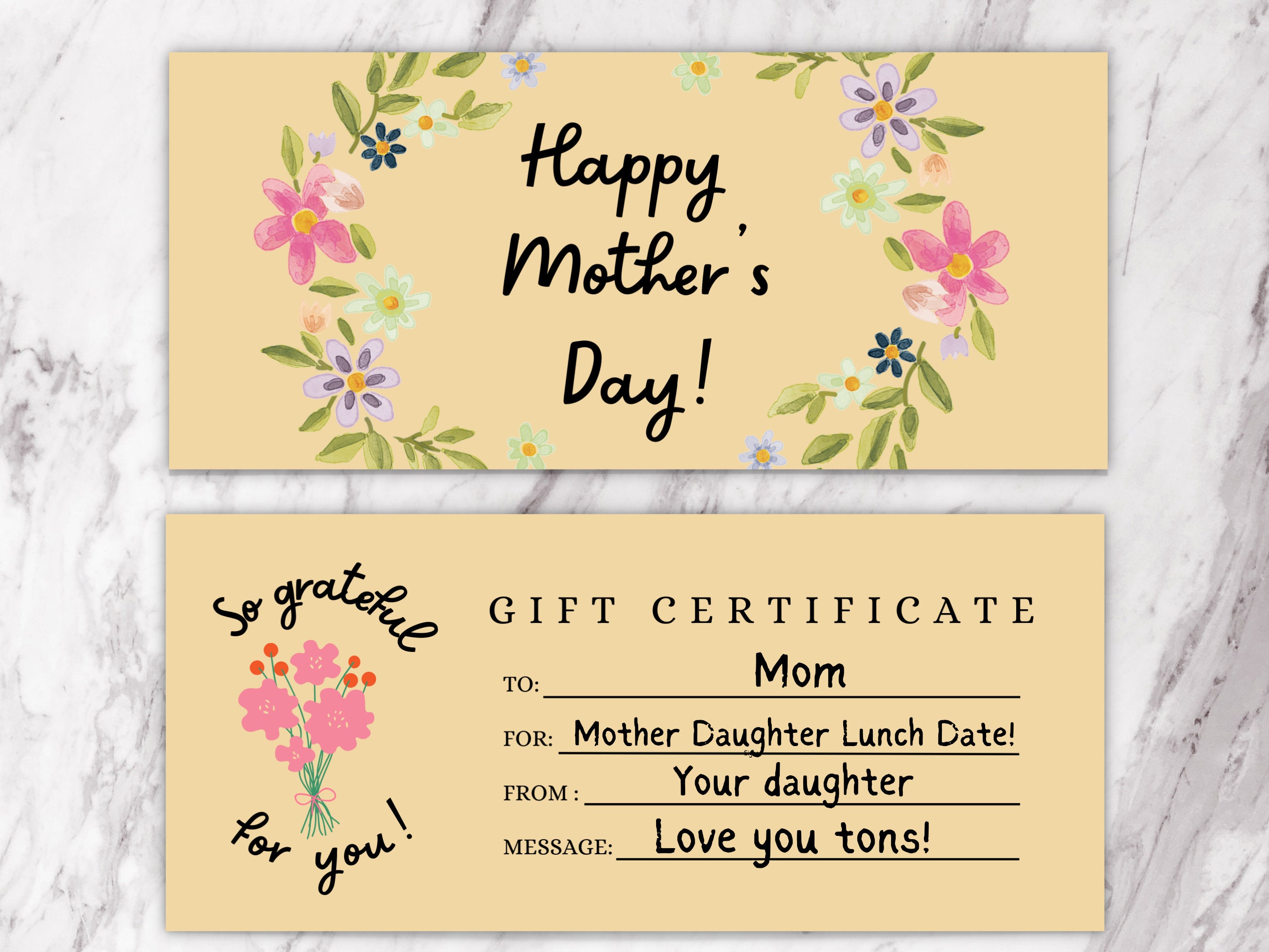 Printable Mothers Day Gift Certificate Template Instant Mother's Day ...