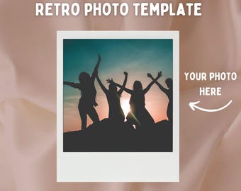 Retro Photo Frame Printable, DIY Photo Border, Photo Frame Template, Editable Photo Film Template, Print and Cut Camera Frame, Instant Photo